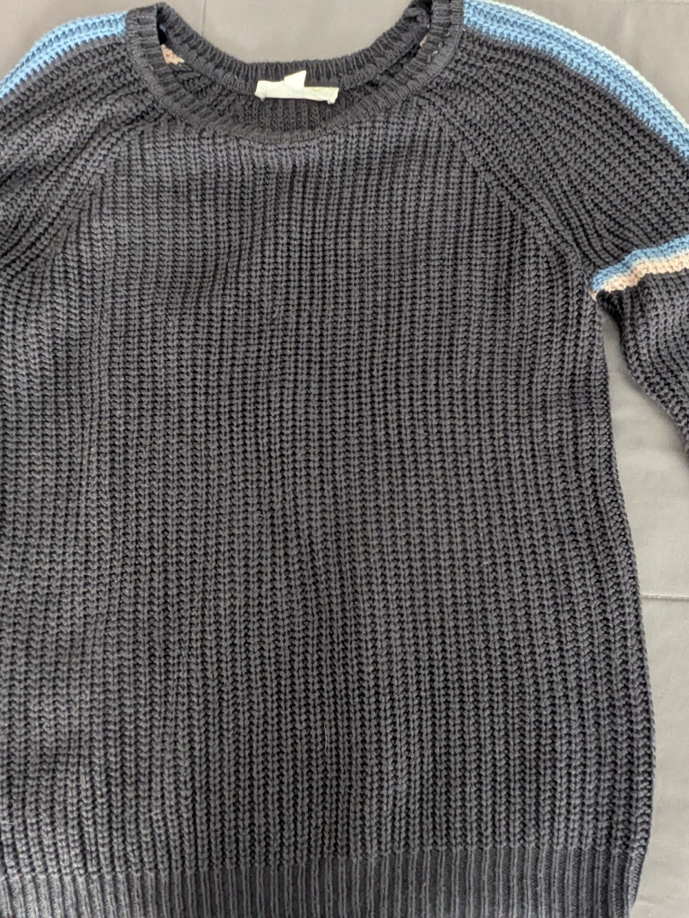 Women's Pinque Dark Gray Crew Neck Sweater with Colorful Accents